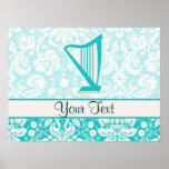 Teal Harp Print