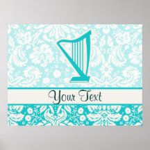 Teal Harp Print