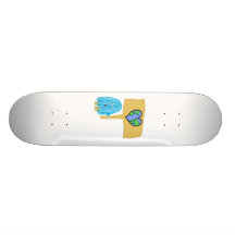 Teal heart earth skateboard deck