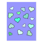 Teal Heart Pattern Post Card
