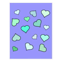 Teal Heart Pattern Post Card