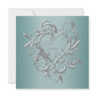 Teal Heart Sweet Sixteen Birthday Teal 16th invitation
