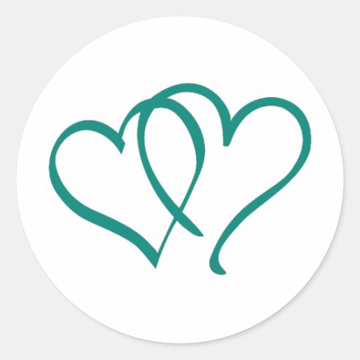 Teal Hearts Classic Round Sticker Zazzle