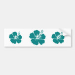 Teal hibiscus flower bumper stickers
