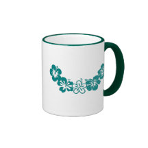 Teal Hibiscus Lei Hawaii Souvenirs Coffee Mugs