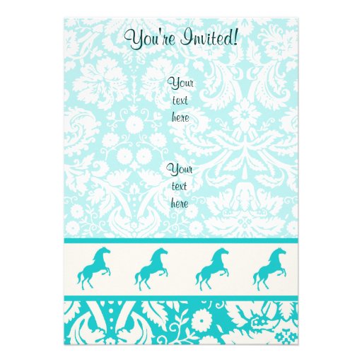 Teal Horse Personalized Invites