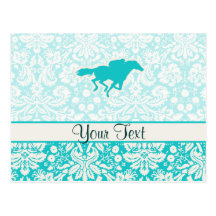 Teal Horse Racing Postcards