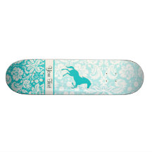 Teal Horse Skate Board Deck