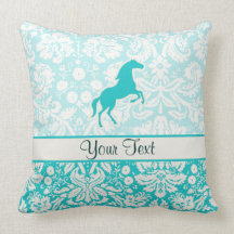 Teal Horse Throw Pillow