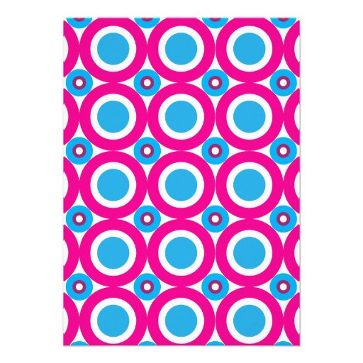 Teal Hot Pink Circles Birthday Party Invitations