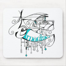 Teal Imagine In Lines and Dangles Mouse Pad
