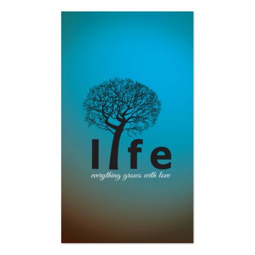 Teal Inspirational Life Tree Quote Business Cards (front side)
