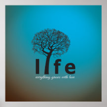 Teal Inspirational Life Tree Quote Poster