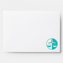 Teal Justice Scales Envelopes