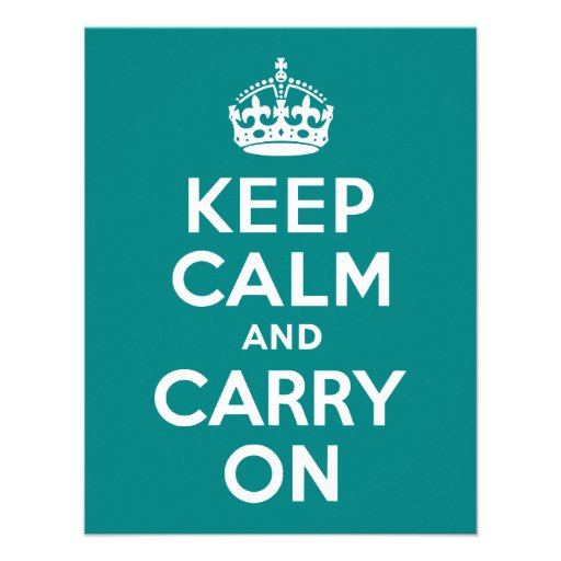 Teal Keep Calm and Carry On Invite