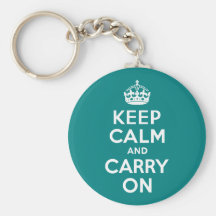 Teal Keep Calm and Carry On Keychain