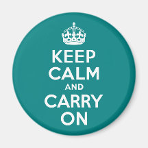 Teal Keep Calm and Carry On Magnet