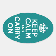 Teal Keep Calm and Carry On Stickers