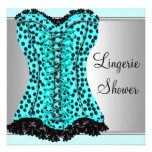 Teal Leopard Corset Lingerie Bridal Shower Personalized Invitation