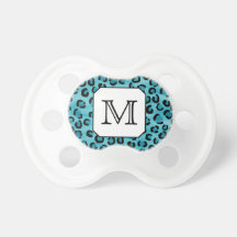 Teal Leopard Print, Custom Monogram. Baby Pacifier