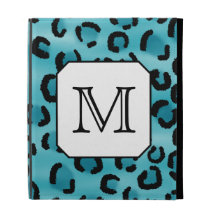 Teal Leopard Print, Custom Monogram. iPad Cases