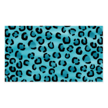 Teal Leopard Print Pattern. Business Card Templates