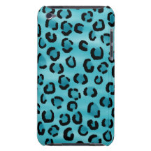 Teal Leopard Print Pattern. Barely There iPod Covers