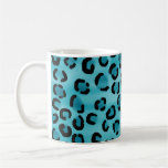 Teal Leopard Print Pattern. Coffee Mugs