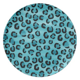 Teal Leopard Print Pattern.