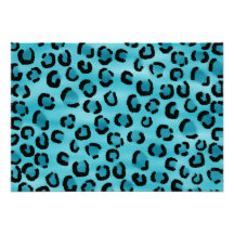 Teal Leopard Print Pattern. Personalized Announcement