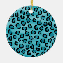Teal Leopard Print Pattern. Ornament
