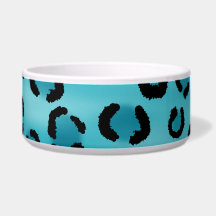 Teal Leopard Print Pattern. Pet Food Bowls