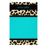 Teal Leopard Stationery Paper
