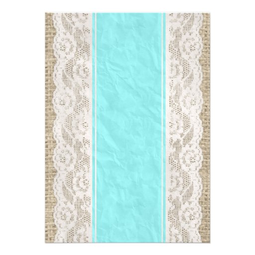 Teal Linen Burlap & Lace Bridal Shower Invitations
