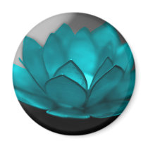 Teal Lotus Refrigerator Magnet