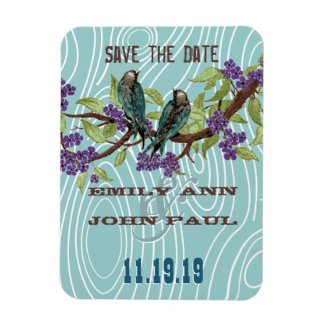Teal Love Birds Purple Cherry Blossoms