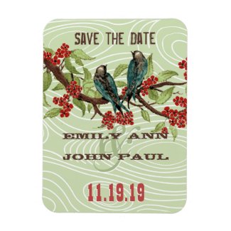 Teal Love Birds RED Cherry Blossoms