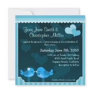 Teal Love Birds Wedding Invitation invitation