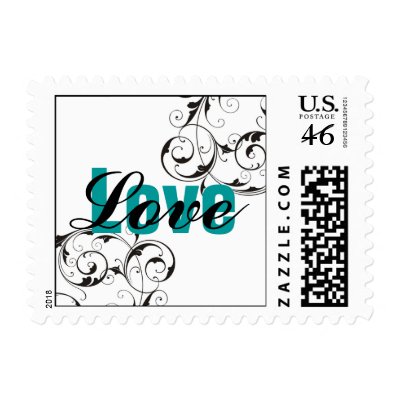 Teal Love Postage Stamps