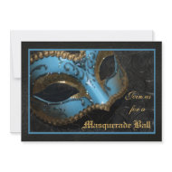 Teal Mask Masquerade Ball Halloween Invitation invitation