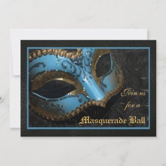 Teal Mask Masquerade Ball Halloween Invitation invitation