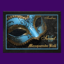 Teal Mask Masquerade Sweet 16 Party Invitation invitations