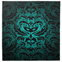 Teal Masquerade Damask Stylish Napkins