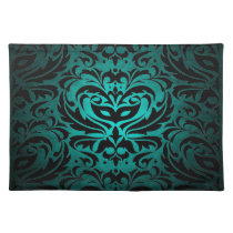 Teal Masquerade Damask Stylish Placemat