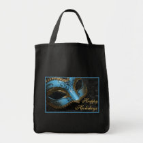 Teal Masquerade Mask Christmas Holiday Bag