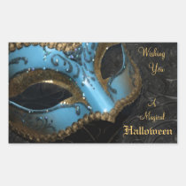 Teal Masquerade Mask Halloween Party Stickers