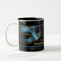 Teal Masquerade Mask Holiday Valentines Mug