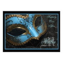 Teal Masquerade Renaissance Wedding Invitation