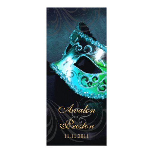 Teal Masquerade  Wedding Program Invitation