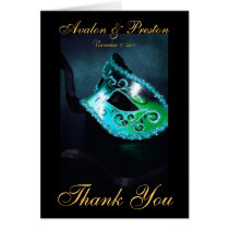 Teal Masqurade Mask Thank You Note Card